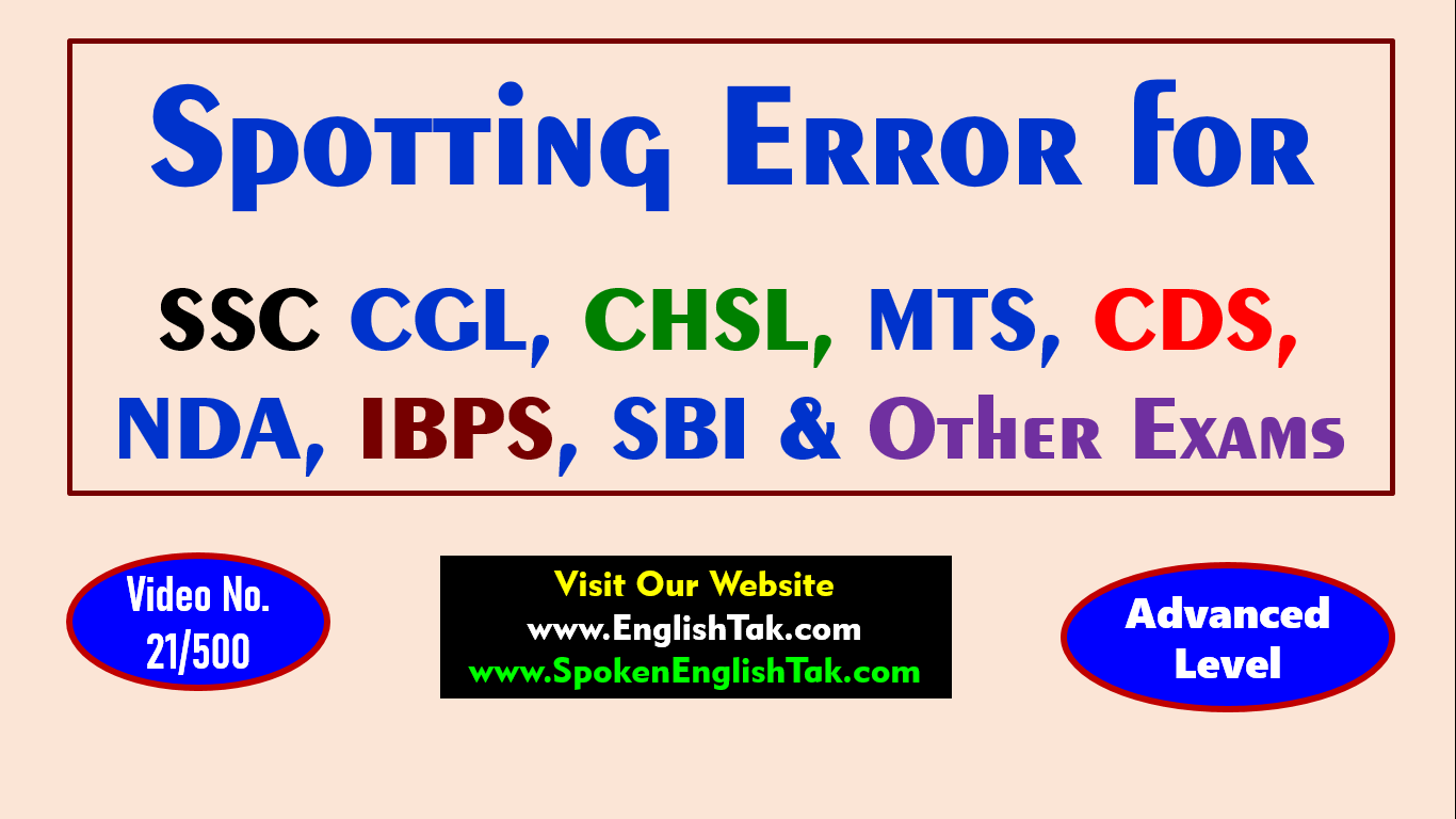 Important Spotting Error Questions for SSC Exams - Part-1
