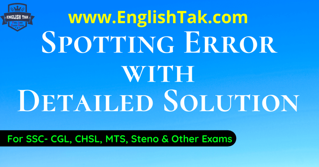Important Spotting Error Questions for SSC Exams (Part-1)