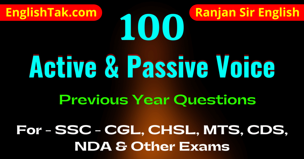 Active Passive Voice Question - SSC Exams - EnglishTak (Ranjan Sir)