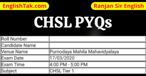 CHSL 2019 ENGLISH PREVIOUS YEAR QUESTIONS