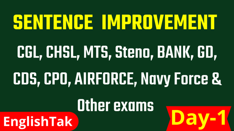 Sentence Improvement For Ssc Cgl Chsl Mts Steno Cds Cpo 