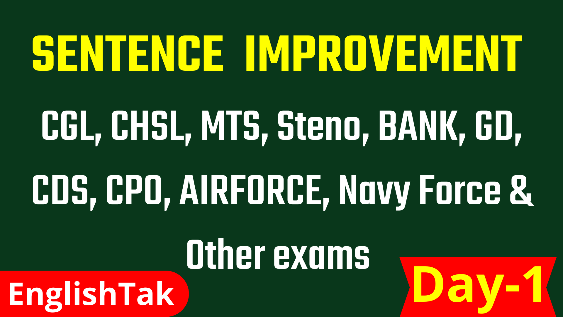 Sentence Improvement For CGL CHSL MTS CPO CDS [Day-1]
