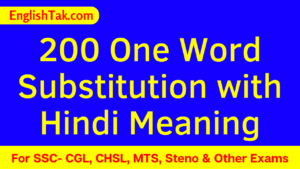 200 One Word Substitution with Hindi Meaning