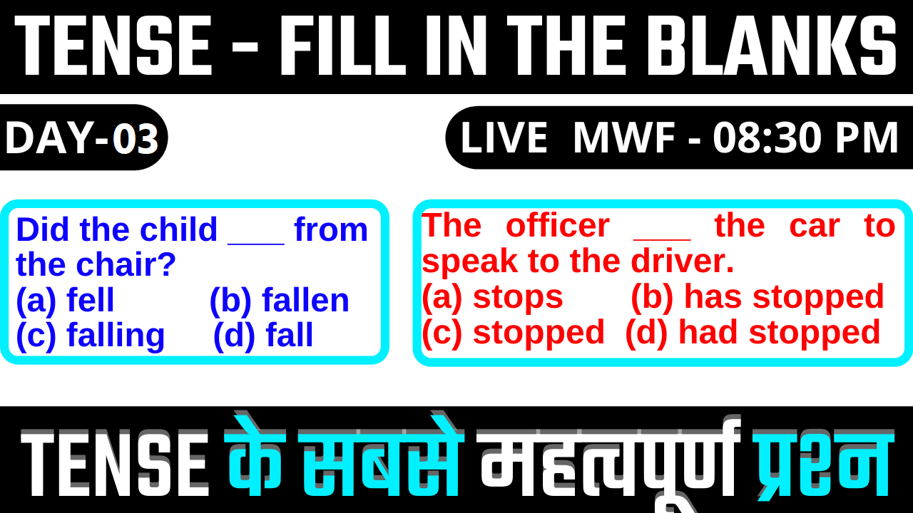 Fill in the blanks exercise based on tenses with answers