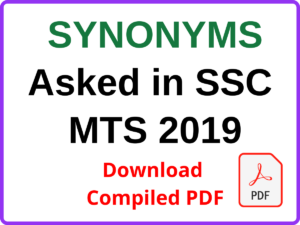 Synonyms Asked in SSC MTS 2019