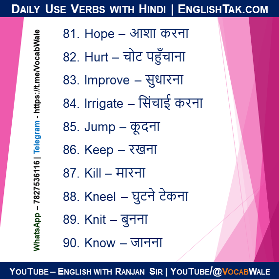 English words with Hindi englishtkak.com