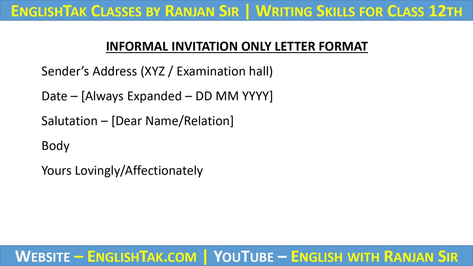 Invitation Letter Format Pdf Download | CBSE English Class 12th