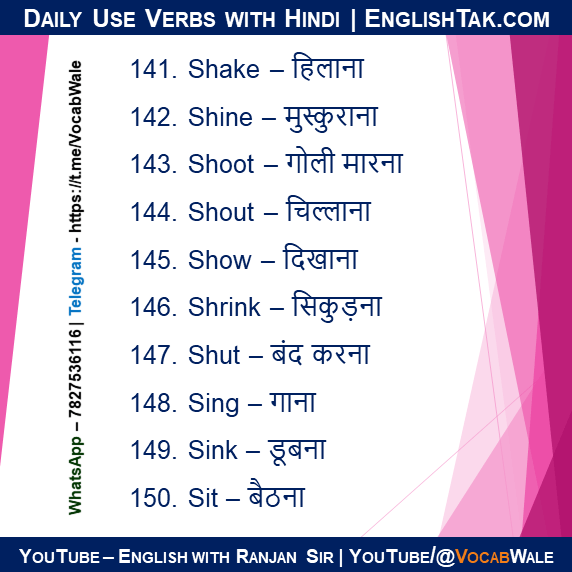 Top 200 Verbs with Hindi - VocabWale