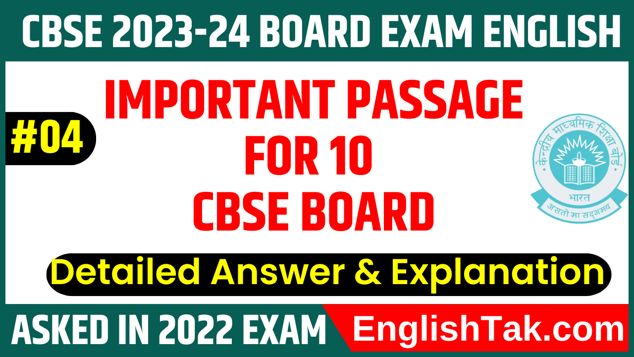 Important Passage for 10 CBSE Board