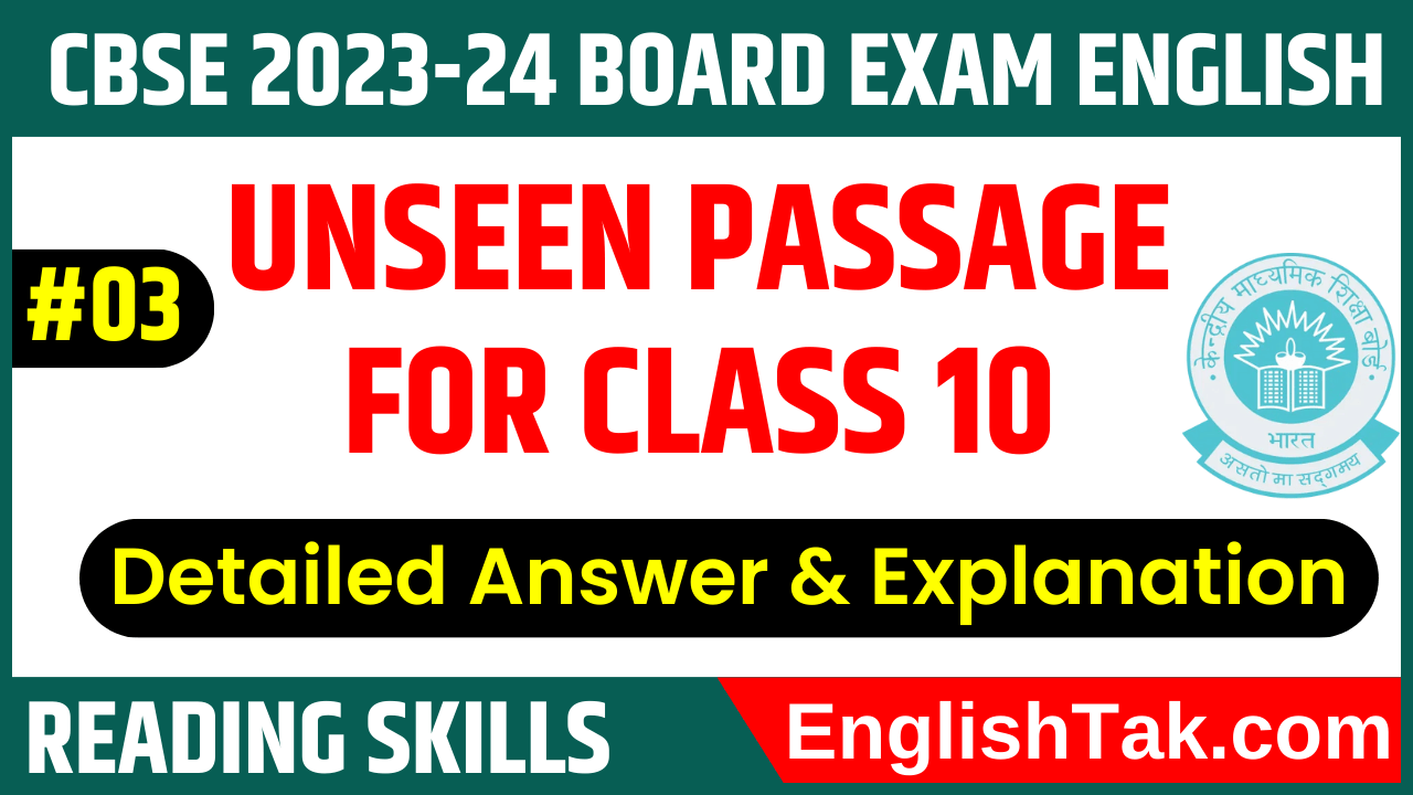 Unseen Passage For Class 10 With Answer CBSE Board 2023 24