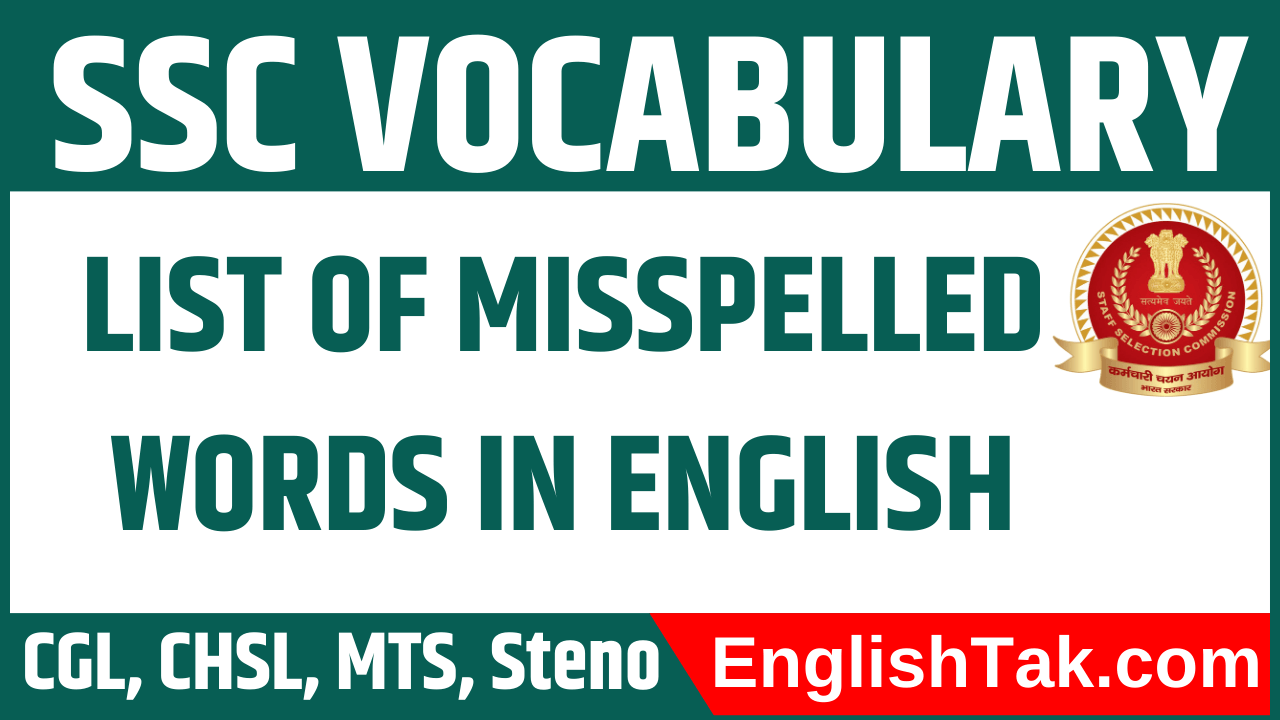 List of Misspelt Words in English