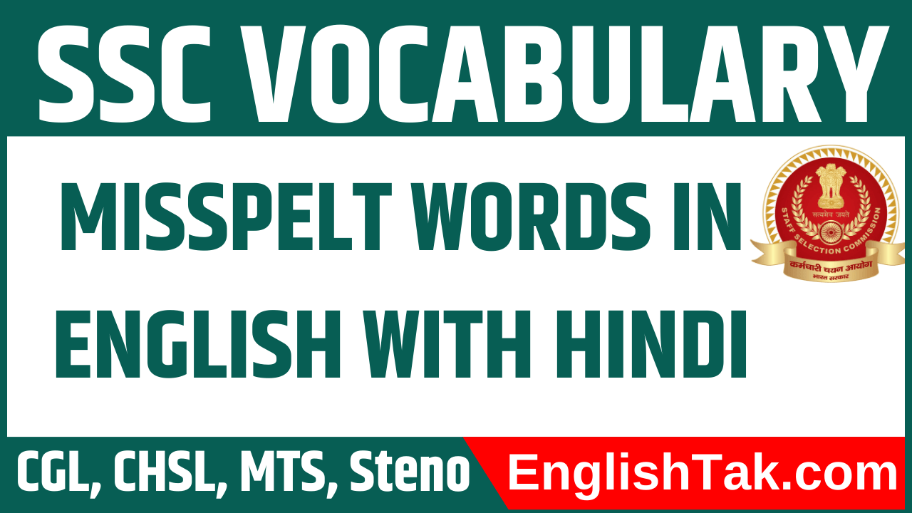 Misspelt Words in English with Hindi