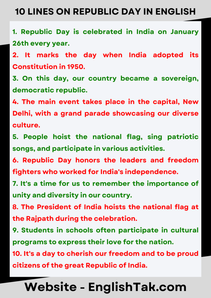 10 Lines on Republic Day in English