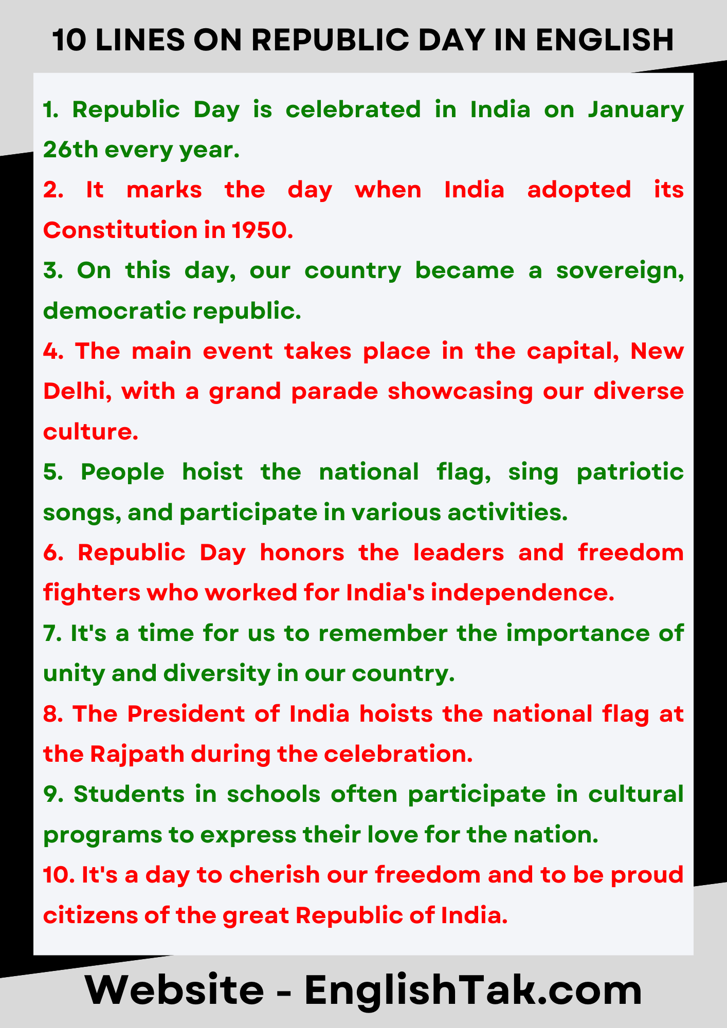 republic day speech in english 150 words