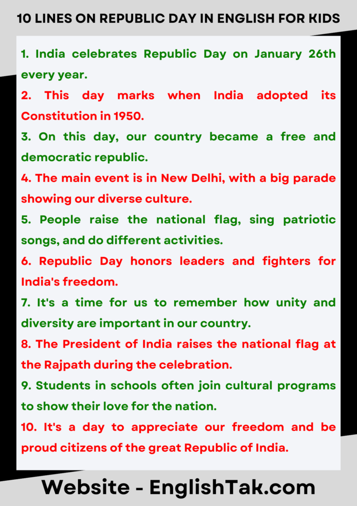 10 Lines on Republic Day in English for Kids
