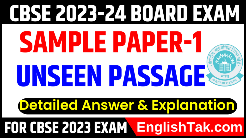 Unseen Passage For Class 10 With Answer 2023-24 Board Exam