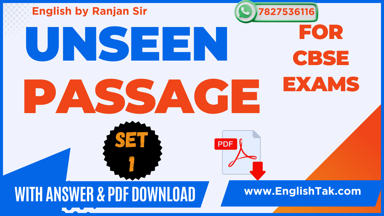 Unseen Passage with Answer - Set-1